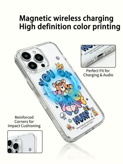 Miniso 1pc New Transparent Acrylic 2-In-1 Magnetic Wireless Charging Cartoon Creative Raised Camera Pattern Unique Thick Anti-Fall Protective Case Compatible With Apple Series IPhone 17 ProMax/Air, 16
