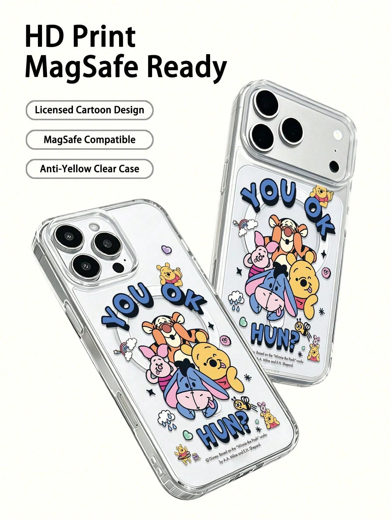 Miniso 1pc New Transparent Acrylic 2-In-1 Magnetic Wireless Charging Cartoon Creative Raised Camera Pattern Unique Thick Anti-Fall Protective Case Compatible With Apple Series IPhone 17 ProMax/Air, 16
