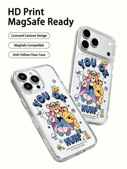 Miniso 1pc New Transparent Acrylic 2-In-1 Magnetic Wireless Charging Cartoon Creative Raised Camera Pattern Unique Thick Anti-Fall Protective Case Compatible With Apple Series IPhone 17 ProMax/Air, 16