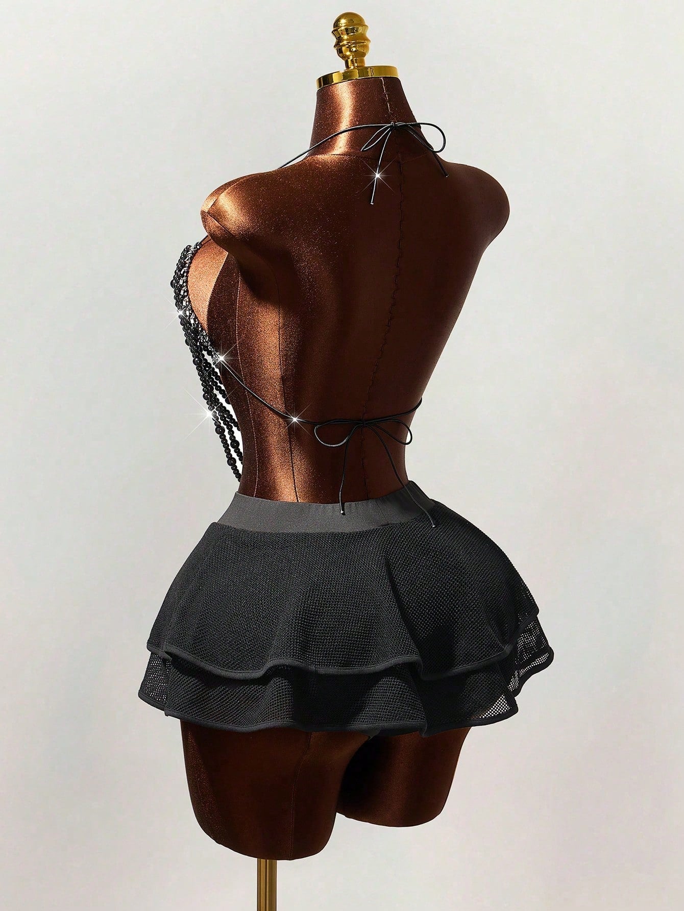 Mistrie Women's Summer Fashion Solid Color Hollow Out Skirt Black Skirt Y2K Tops Festival Outfits For Women
