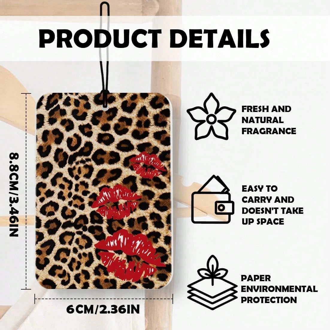 MKGRXZCW Red Leopard Print Car Air Freshener 4 Pcs, Funky Y2k Girly Cheetah Print Lips Star Cherry Air Freshener Hanging Decor For Cars Closet Drawer Books Accessories Gifts