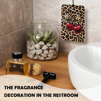 MKGRXZCW Red Leopard Print Car Air Freshener 4 Pcs, Funky Y2k Girly Cheetah Print Lips Star Cherry Air Freshener Hanging Decor For Cars Closet Drawer Books Accessories Gifts