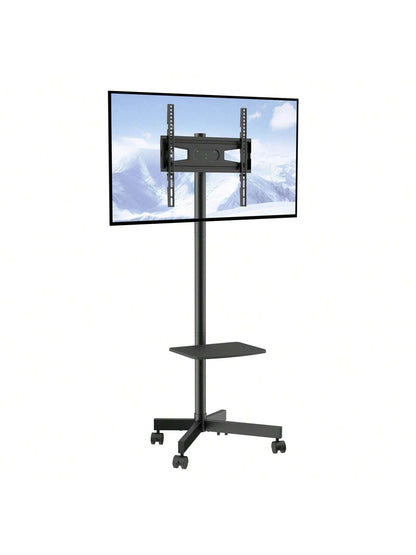 Mobile TV Stand, Mobile TV Cart For 23 To 60 Inch TVs, Height Adjustable Portable TV Stand With Wheels, With A Tray For Audio-Visual Devices, Rolling TV Stand With Mount For Bedroom, Living Room
