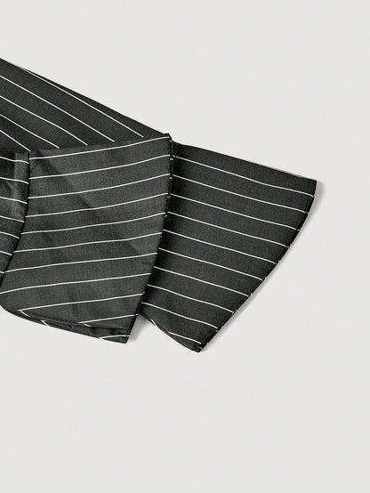 MOD Black & White 2 In 1 Flare Sleeve Collared Shirt,Black Top.Back To School.Campus
