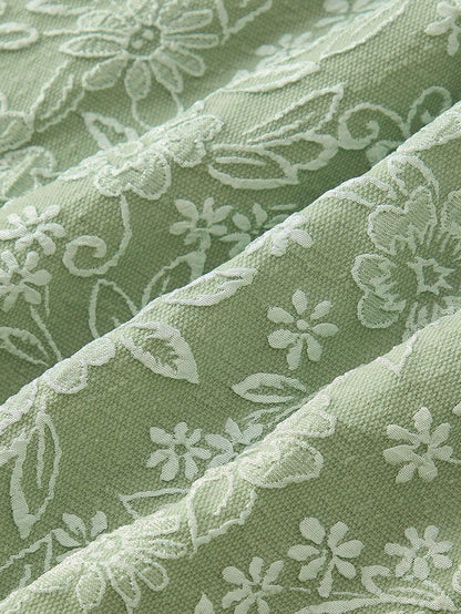 MOD Petite Women's Sage Green Jacquard Bow Decor Chic Mini Dress,Summer Cottage Core Tea Party Outfit,Designed For Petites 150-160cm,Elegant Wedding Guest Dress