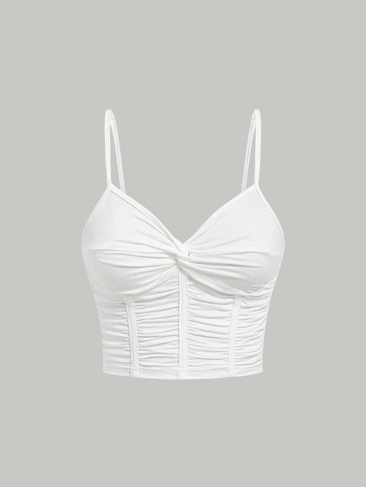 MOD Twist Front Ruched Corset Structure Cami Top