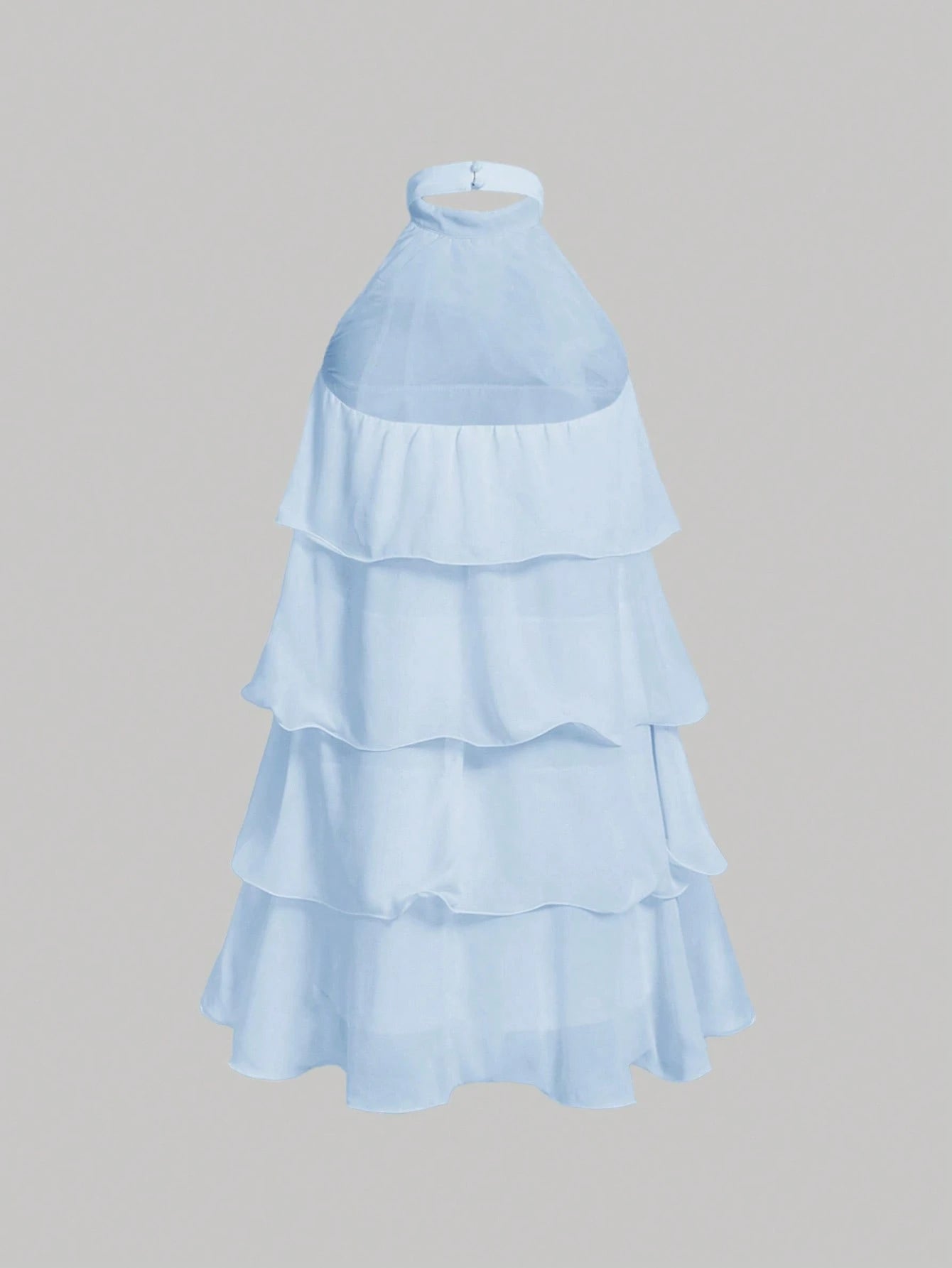 MOD White Multi-Layer Ruffle Halter Neck Stand Collar Mini Dress