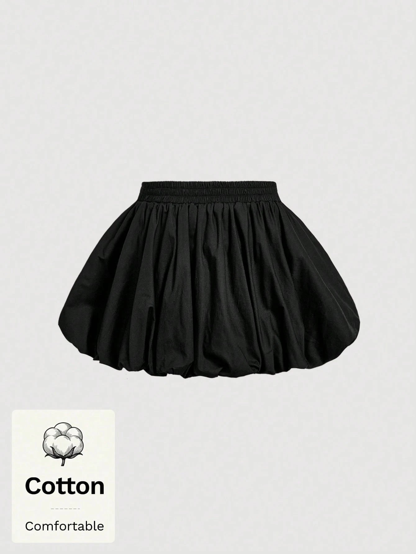 MOD Woman Cotton Black Bowknot Trim Floral Bubble Hem Skirt, Low Waist Skirt, Date Night Daily, Going Out, Sexy Cute, Y2k Skirt, Beach Skirt, Autumn