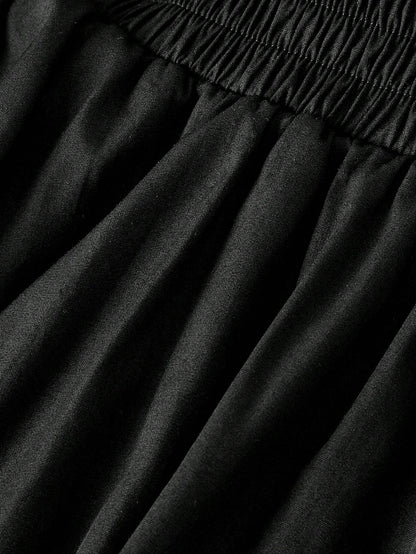MOD Woman Cotton Black Bowknot Trim Floral Bubble Hem Skirt, Low Waist Skirt, Date Night Daily, Going Out, Sexy Cute, Y2k Skirt, Beach Skirt, Autumn