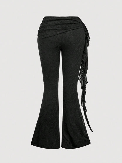 MOD Women's Casual Lace Flare Pants, Solid Color,Fall