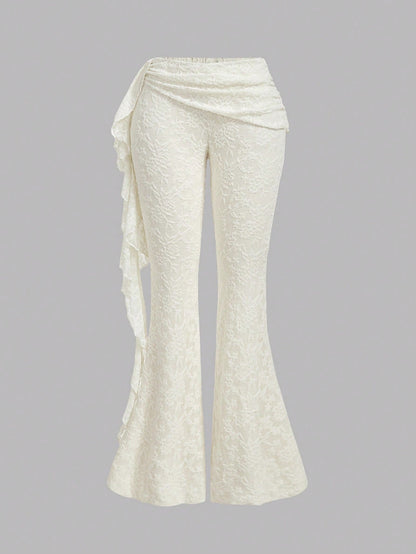 MOD Women's Casual Lace Flare Pants, Solid Color,Fall