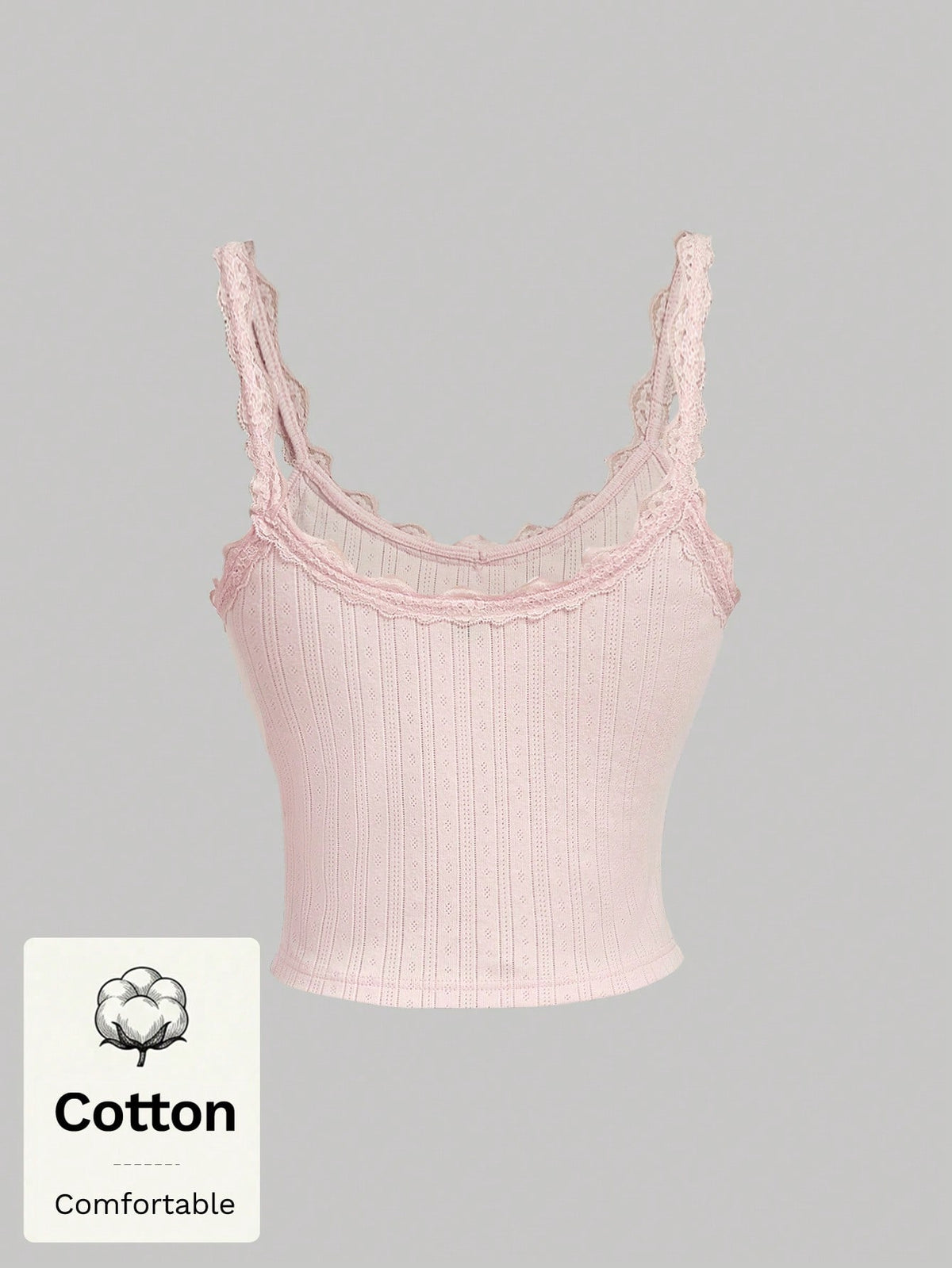 MOD Women's Elegant Light Pink Cotton Vest With Pleated Lace Patchwork Bow,Everyday Summer Singlet,Cottagecore Boho Y2K Casual Floral Ruffle Top For Beach