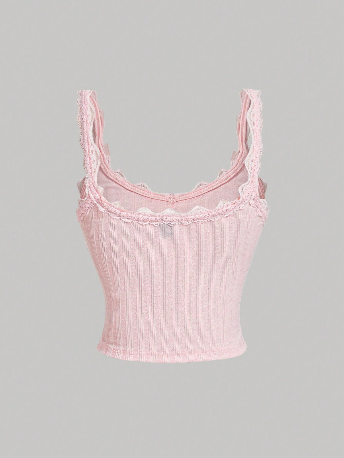 MOD Women's Elegant Light Pink Cotton Vest With Pleated Lace Patchwork Bow,Everyday Summer Singlet,Cottagecore Boho Y2K Casual Floral Ruffle Top For Beach