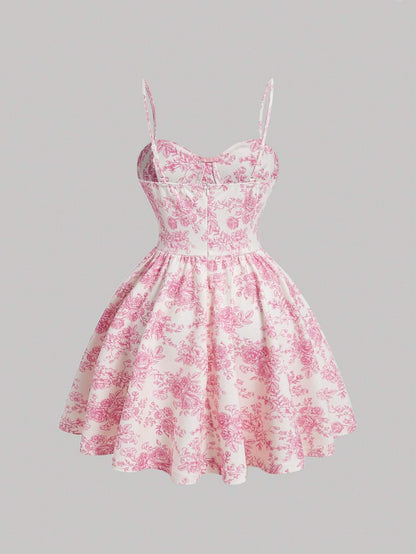 MOD Women's Floral Printed Spaghetti Strap Dress,Summer Dresses For Women,Pastel Dresses For Women