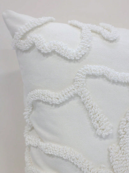 Modern Natural Style Tufted Pillow Cover 18*18 Inches, Abstract Plant Vine 3D Textured Cushion Cover, White Off-White Minimalist Decorative Pillow Cover, Suitable For Sofa, Living Room, Bedroom, Wabi