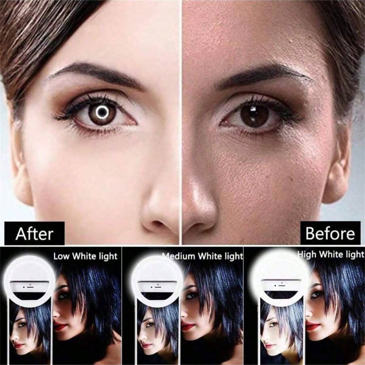 Modern Selfie Ring Light, 28 LED Fill Light, Phone Light, Christmas Light, Selfie Light, USB Rechargeable Dimmable Clip-On, Suitable For Smartphones, Makeup, Streamers- Button Control, Adjustable Bri