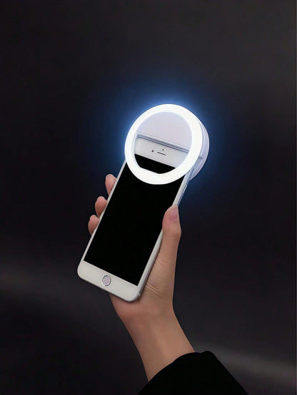 Modern Selfie Ring Light, 28 LED Fill Light, Phone Light, Christmas Light, Selfie Light, USB Rechargeable Dimmable Clip-On, Suitable For Smartphones, Makeup, Streamers- Button Control, Adjustable Bri