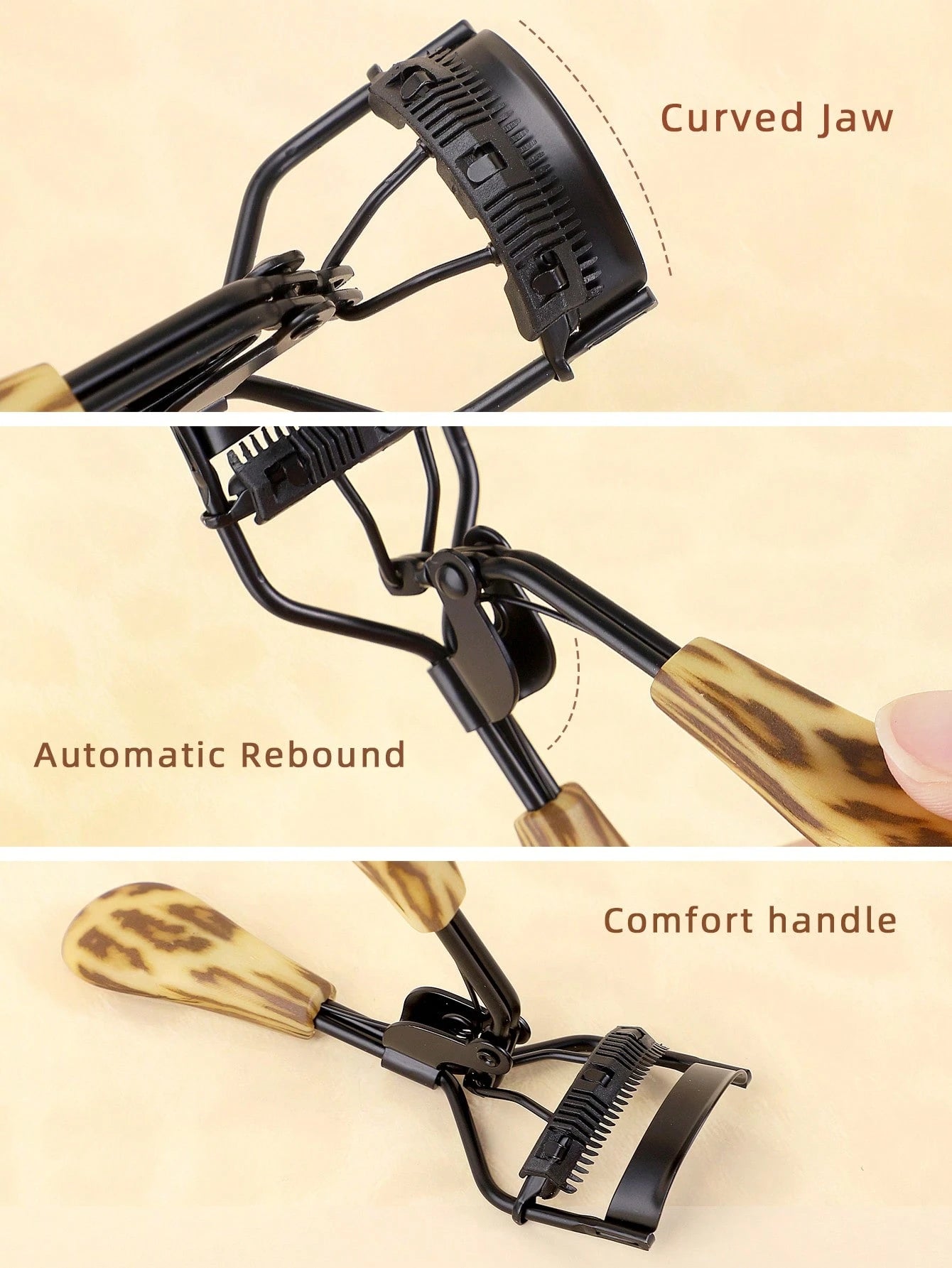 MONKIDS 1pc Portable Eyelash Curler With Silicone Pad, 1pc Black Eyelash Curler With Comb, Long-Lasting Shaping, Eyelash Lifting, Big Eyes, Suitable For Daily Makeup Eyelash Curling,Makeup,Cheap,Room