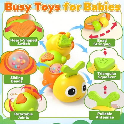 Montessori Sensory Toys, Cartoon Caterpillar Baby Busy Board, Suitable For Airplane, Travel Toys, Road Trip Car Activities- Improve Fine Motor Skills And Early Learning Abilities, Educational Learnin