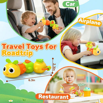 Montessori Sensory Toys, Cartoon Caterpillar Baby Busy Board, Suitable For Airplane, Travel Toys, Road Trip Car Activities- Improve Fine Motor Skills And Early Learning Abilities, Educational Learnin