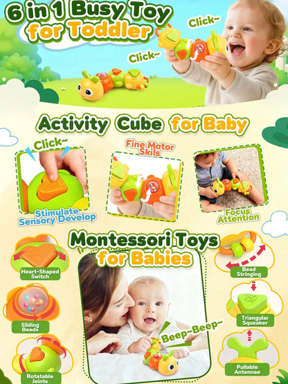 Montessori Sensory Toys, Cartoon Caterpillar Baby Busy Board, Suitable For Airplane, Travel Toys, Road Trip Car Activities- Improve Fine Motor Skills And Early Learning Abilities, Educational Learnin