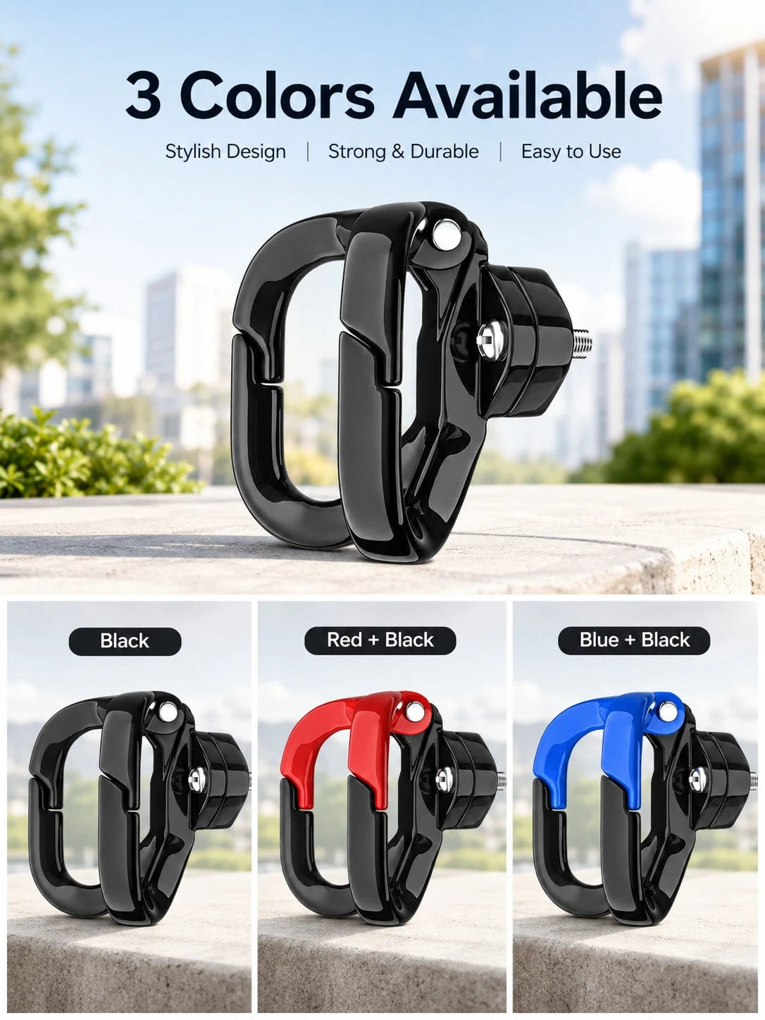 Motorcycle Helmet Hook Handlebar Mount Luggage Storage Bag Rack, Rearview Mirror Mount Carabiner Hook Helmet Bracket D-Ring Hook, Suitable For Cycling Commuting Shopping Bag Hanging, Scooter Electric