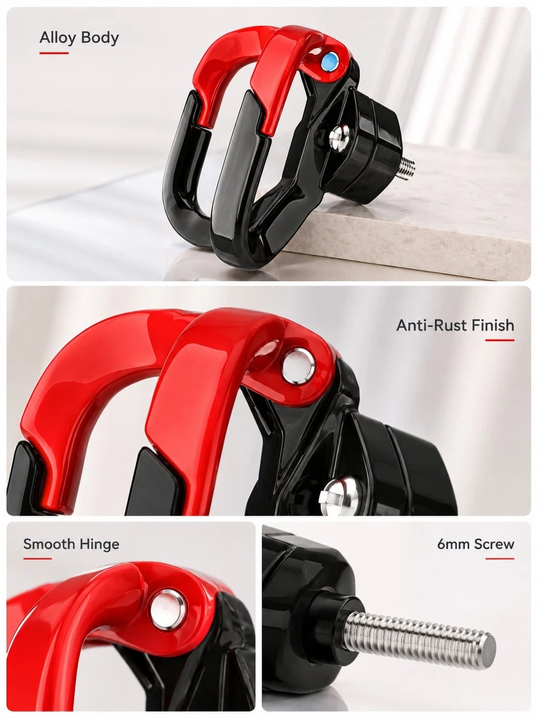 Motorcycle Helmet Hook Handlebar Mount Luggage Storage Bag Rack, Rearview Mirror Mount Carabiner Hook Helmet Bracket D-Ring Hook, Suitable For Cycling Commuting Shopping Bag Hanging, Scooter Electric