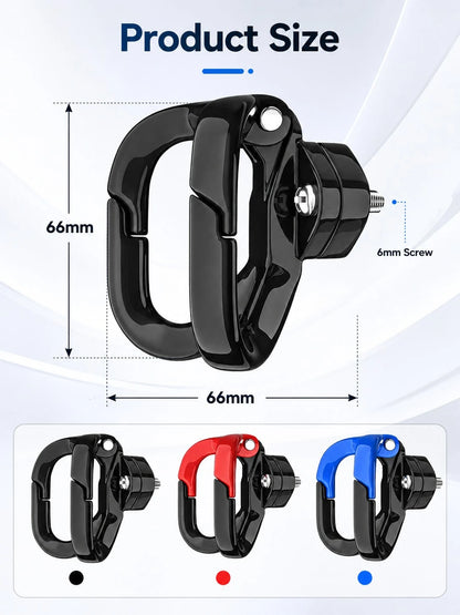 Motorcycle Helmet Hook Handlebar Mount Luggage Storage Bag Rack, Rearview Mirror Mount Carabiner Hook Helmet Bracket D-Ring Hook, Suitable For Cycling Commuting Shopping Bag Hanging, Scooter Electric