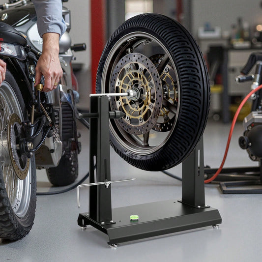 Motorcycle Wheel Balancer, 88.2 Lbs Capacity, Tire Balancer & Truing Stand With Adjustable Centering Cones And Truing Pointer, Balancing Tools For Most Motorcycles & Bicycles, 35-Inch Wheel Dia