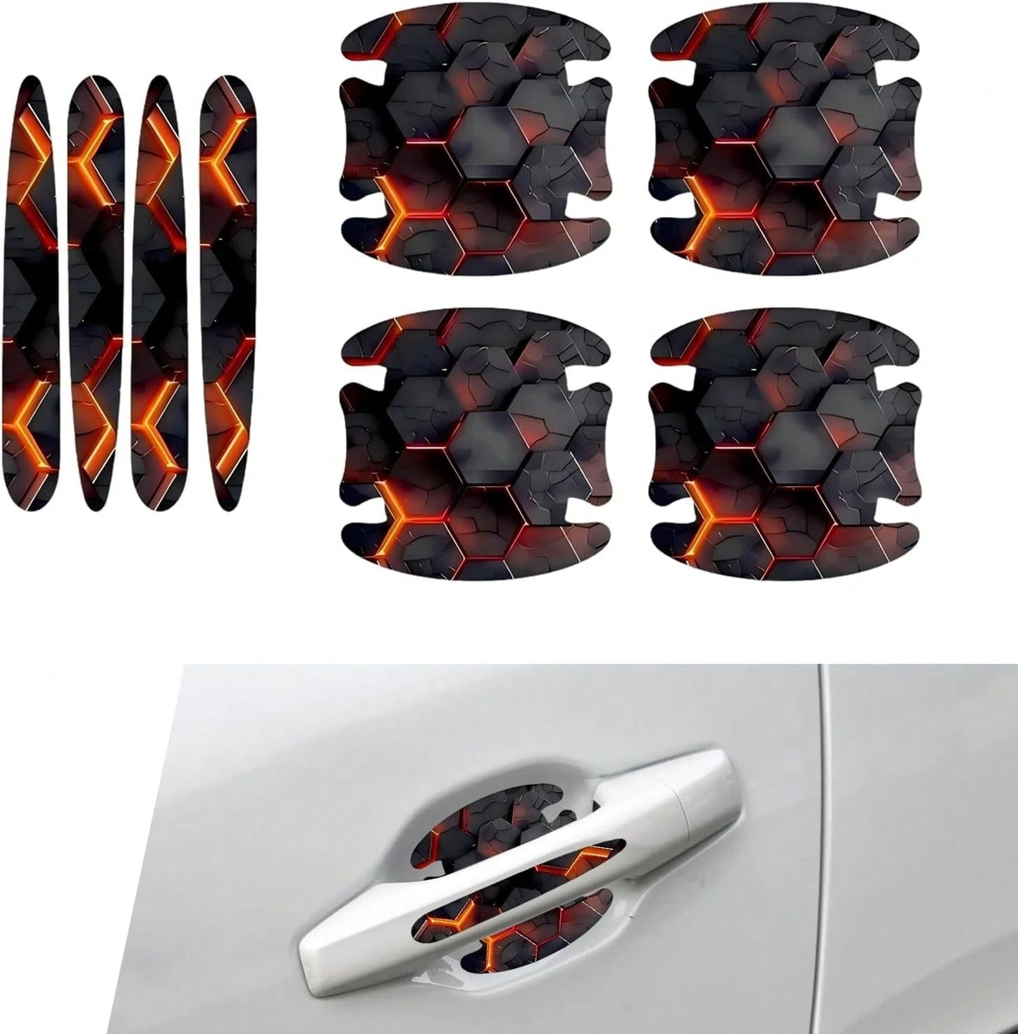 MOXRUQ 8 PCS Car Door Handle Scratch Protectors, Scratch-Proof Door Cup Protectors, Automotive Door Handle Paint Protective Film, Universal For Most Cars (Style 1)