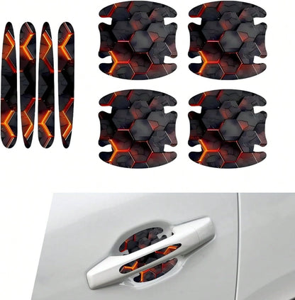 MOXRUQ 8 PCS Car Door Handle Scratch Protectors, Scratch-Proof Door Cup Protectors, Automotive Door Handle Paint Protective Film, Universal For Most Cars (Style 1)