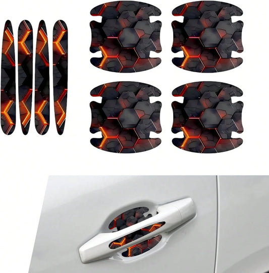 MOXRUQ 8 PCS Car Door Handle Scratch Protectors, Scratch-Proof Door Cup Protectors, Automotive Door Handle Paint Protective Film, Universal For Most Cars (Style 1)