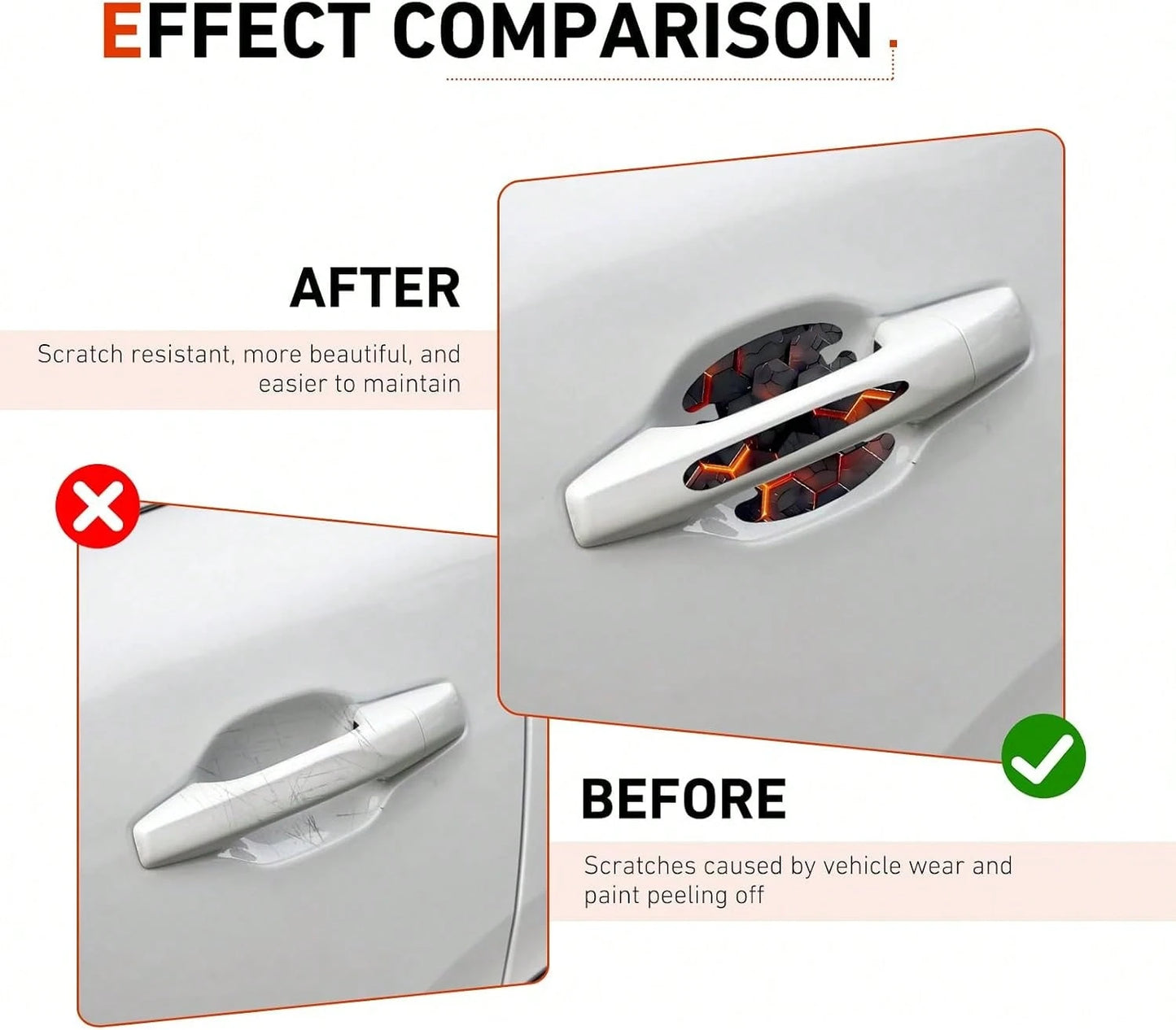 MOXRUQ 8 PCS Car Door Handle Scratch Protectors, Scratch-Proof Door Cup Protectors, Automotive Door Handle Paint Protective Film, Universal For Most Cars (Style 1)