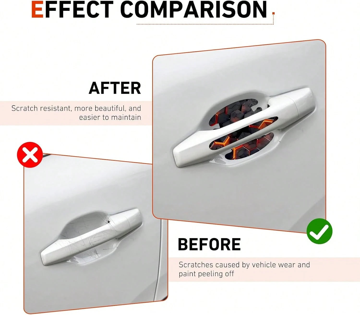 MOXRUQ 8 PCS Car Door Handle Scratch Protectors, Scratch-Proof Door Cup Protectors, Automotive Door Handle Paint Protective Film, Universal For Most Cars (Style 1)
