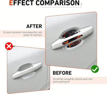 MOXRUQ 8 PCS Car Door Handle Scratch Protectors, Scratch-Proof Door Cup Protectors, Automotive Door Handle Paint Protective Film, Universal For Most Cars (Style 1)