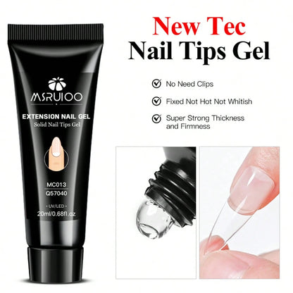 MSRUIOO 1/2/3pcs 20ml Solid Nail Gel- Long-Lasting Durable Solid Hard Gel, Non-Sticky, UV LED Curing, Suitable For Nail Salon And Home Use, Transparent Acrylic Solid Nail Glue, Applicable For Nail Ti