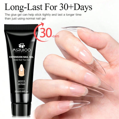 MSRUIOO 1/2/3pcs 20ml Solid Nail Gel- Long-Lasting Durable Solid Hard Gel, Non-Sticky, UV LED Curing, Suitable For Nail Salon And Home Use, Transparent Acrylic Solid Nail Glue, Applicable For Nail Ti
