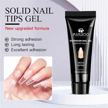 MSRUIOO 1/2/3pcs 20ml Solid Nail Gel- Long-Lasting Durable Solid Hard Gel, Non-Sticky, UV LED Curing, Suitable For Nail Salon And Home Use, Transparent Acrylic Solid Nail Glue, Applicable For Nail Ti