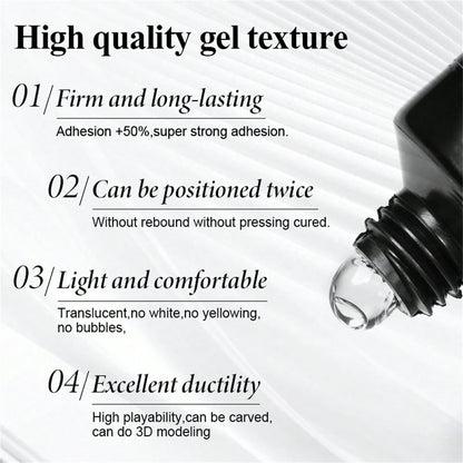 MSRUIOO 1/2/3pcs 20ml Solid Nail Gel- Long-Lasting Durable Solid Hard Gel, Non-Sticky, UV LED Curing, Suitable For Nail Salon And Home Use, Transparent Acrylic Solid Nail Glue, Applicable For Nail Ti