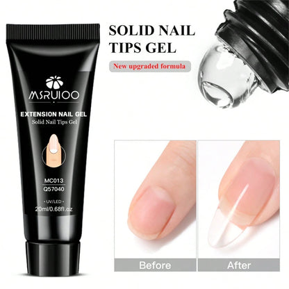 MSRUIOO 1/2/3pcs 20ml Solid Nail Gel- Long-Lasting Durable Solid Hard Gel, Non-Sticky, UV LED Curing, Suitable For Nail Salon And Home Use, Transparent Acrylic Solid Nail Glue, Applicable For Nail Ti