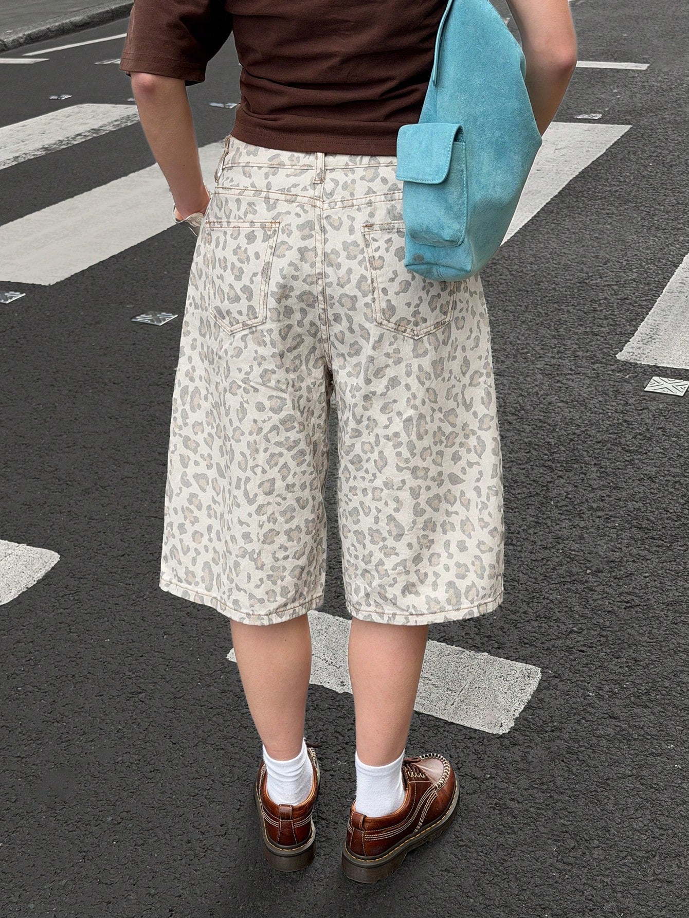 Muchica Cowboy 90s Ripped For Women Summer Country Concert Daily Leopard Print Shorts White