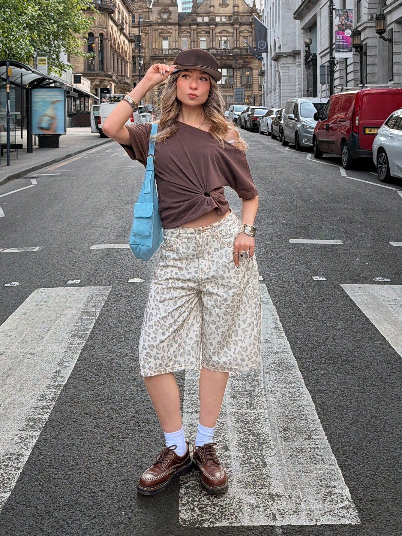 Muchica Cowboy 90s Ripped For Women Summer Country Concert Daily Leopard Print Shorts White