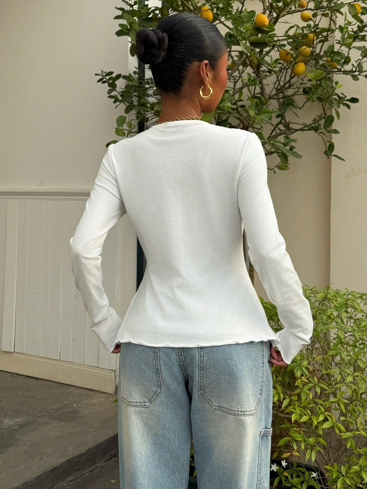 Muchica Women's Casual White Knitted Long Sleeve Cardigan Collar Button Front T-Shirt