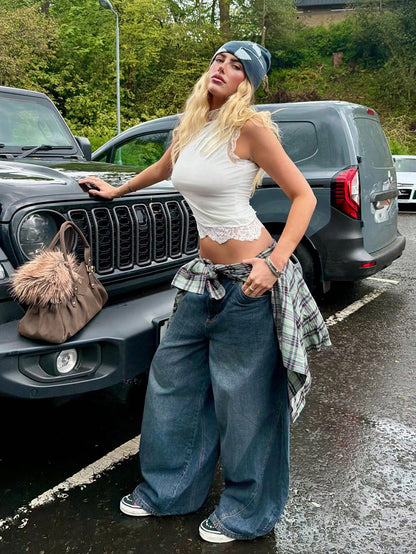 Muchica Women's Solid Color Contrast Lace Stand Collar Fitted Fashion Camisole Going Out White Summer Elegant Sexy