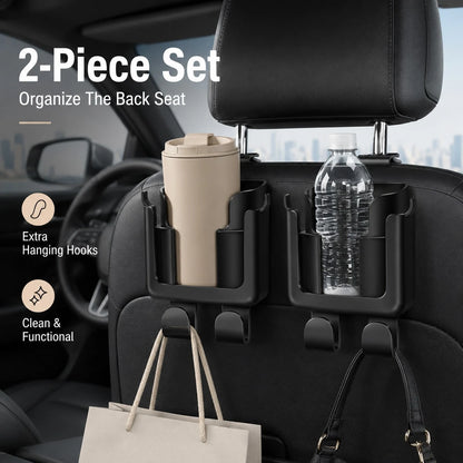 Multifunctional Car Back Organizer, Car Interior Storage With Cup Holder, Phone Holder And Hooks, Made Of Durable And Easy-To-Clean Material, II8K
