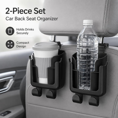 Multifunctional Car Back Organizer, Car Interior Storage With Cup Holder, Phone Holder And Hooks, Made Of Durable And Easy-To-Clean Material, II8K