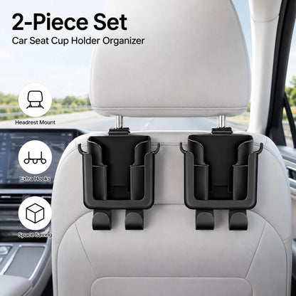 Multifunctional Car Back Organizer, Car Interior Storage With Cup Holder, Phone Holder And Hooks, Made Of Durable And Easy-To-Clean Material, II8K