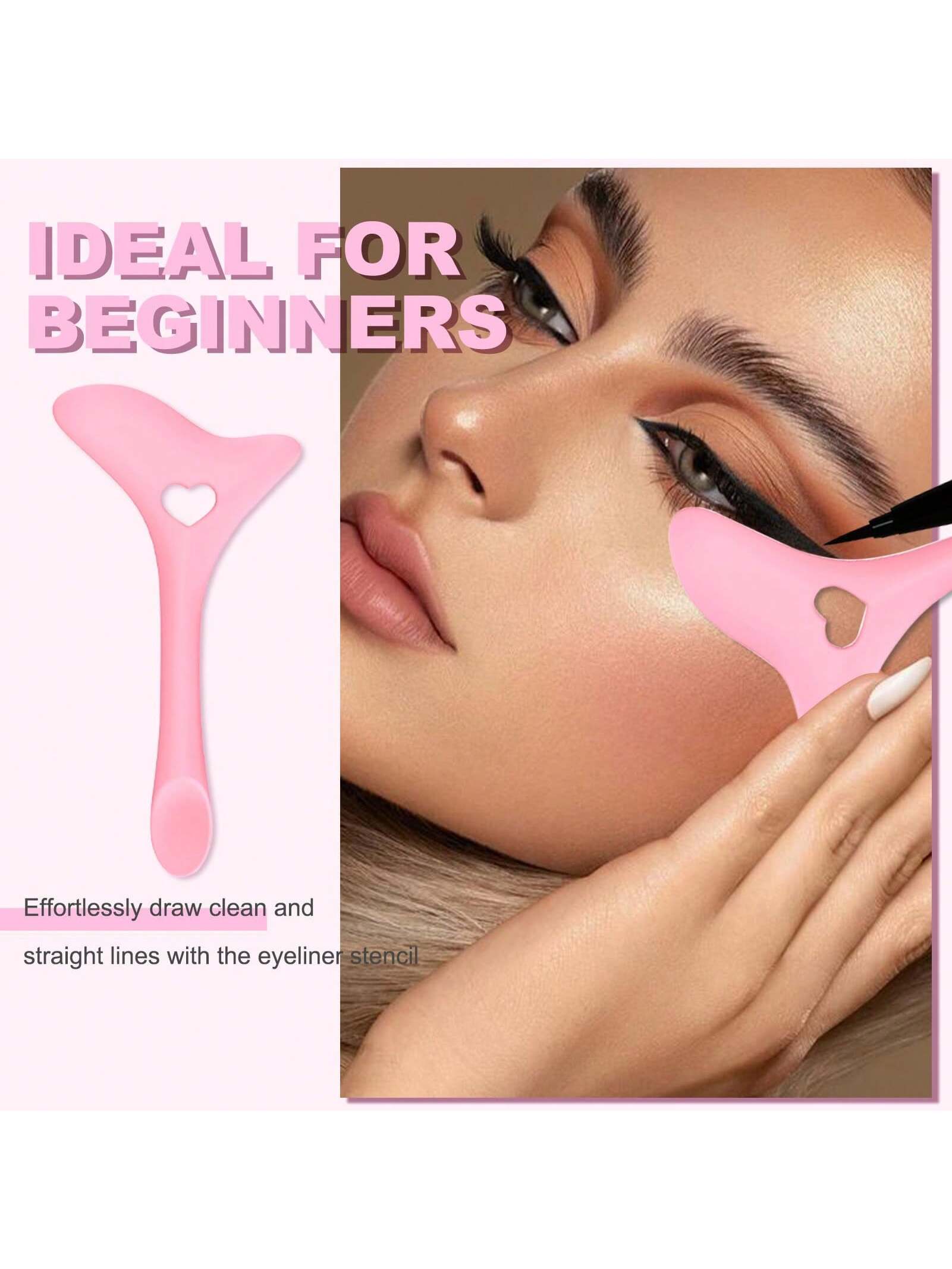 mulynsie Multifunctional Makeup Eyeliner Stencil, 1pc Eyeliner Assistant, Silicone Eyeliner Template,Silicone Reusable Waterproof Tool For Liner Makeup Brush Pen Stamp Thin Sharpener Cat Eyes Smoky E