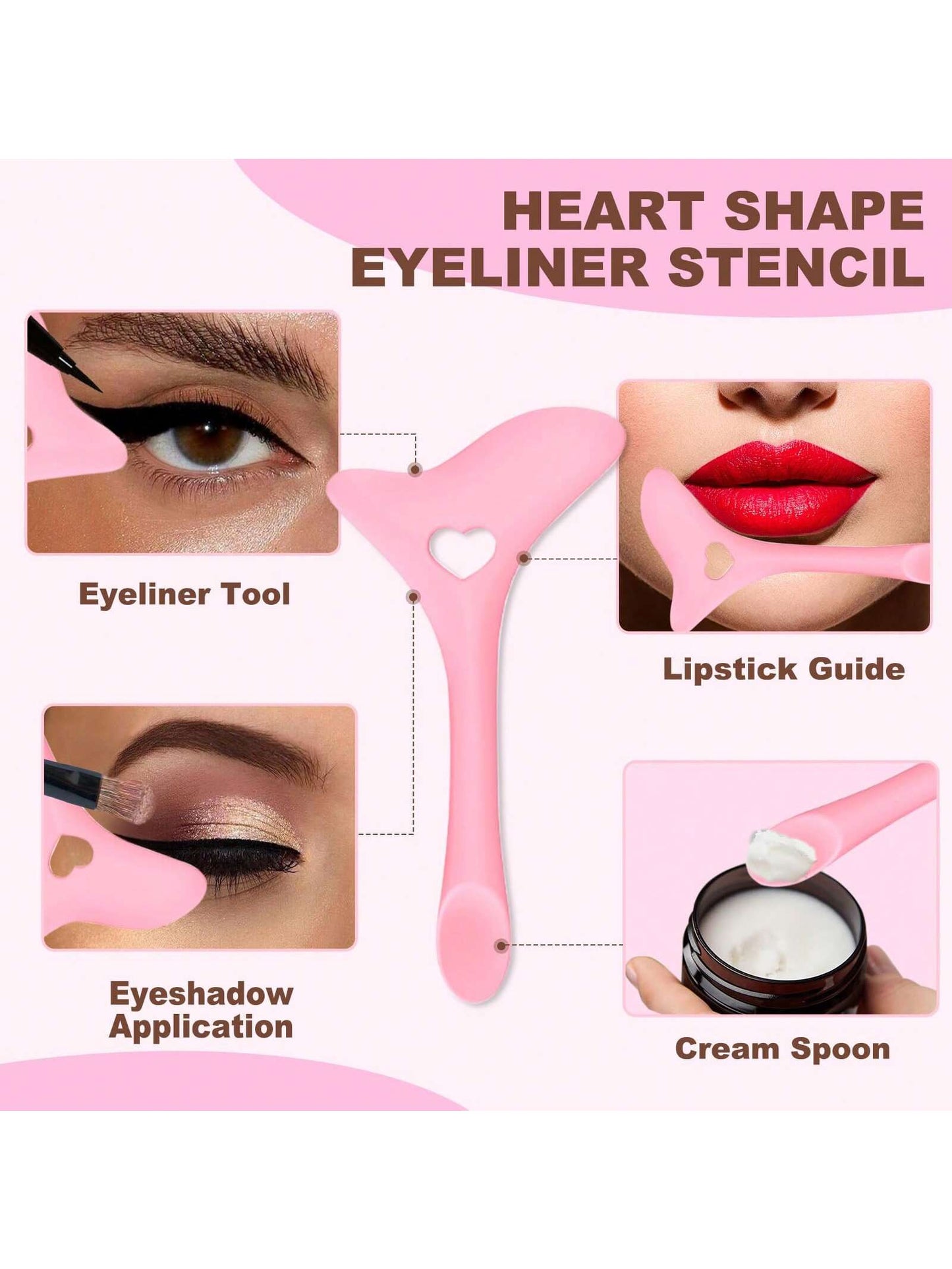 mulynsie Multifunctional Makeup Eyeliner Stencil, 1pc Eyeliner Assistant, Silicone Eyeliner Template,Silicone Reusable Waterproof Tool For Liner Makeup Brush Pen Stamp Thin Sharpener Cat Eyes Smoky E