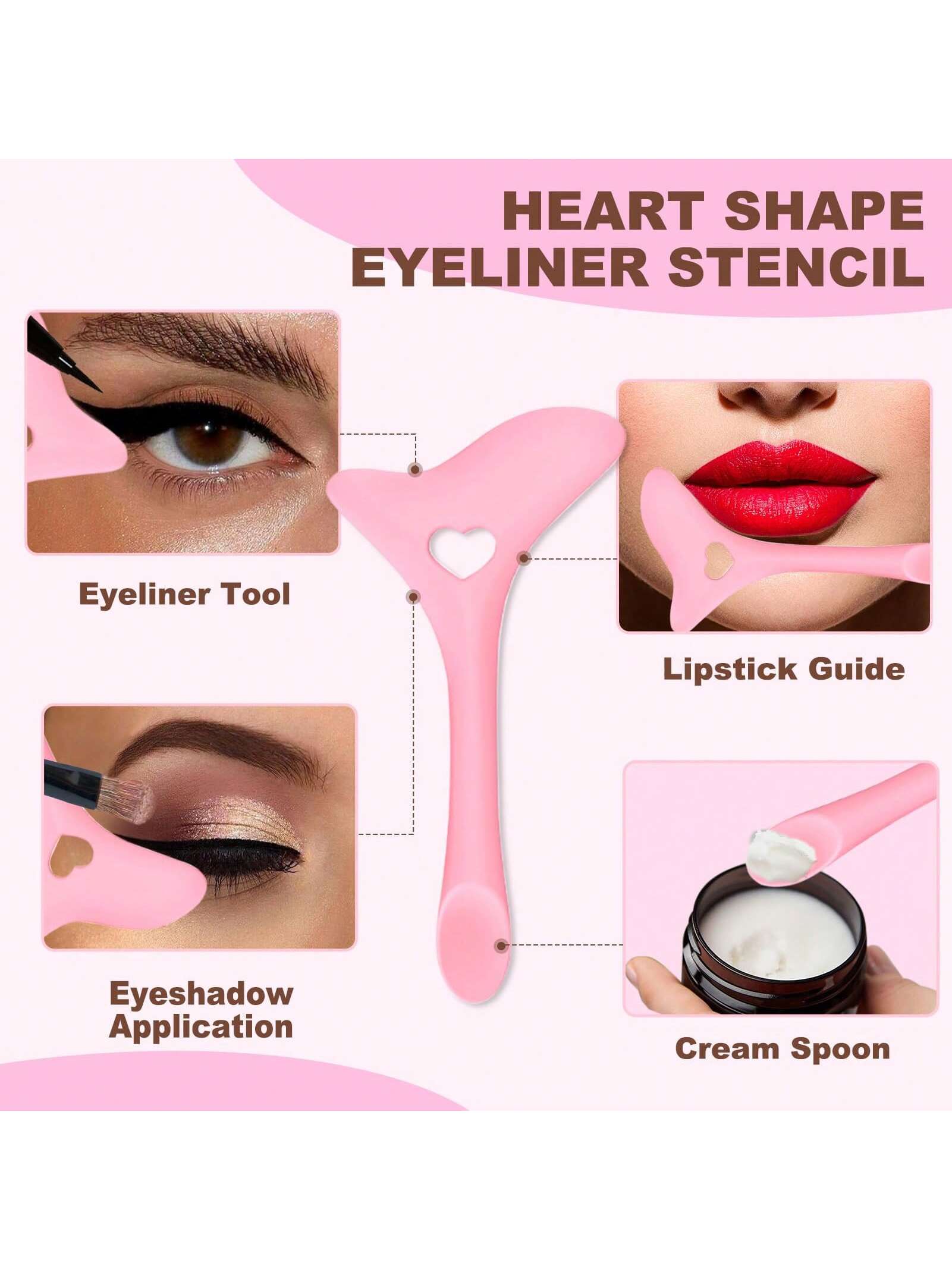 mulynsie Multifunctional Makeup Eyeliner Stencil, 1pc Eyeliner Assistant, Silicone Eyeliner Template,Silicone Reusable Waterproof Tool For Liner Makeup Brush Pen Stamp Thin Sharpener Cat Eyes Smoky E